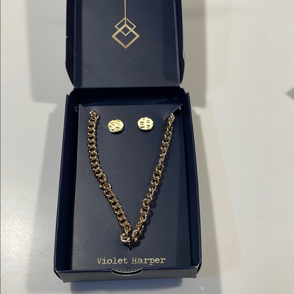 Gold Necklace and Earring Set